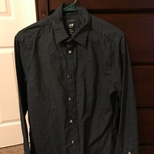 Men Casual Button Up Shirt Poka Dot